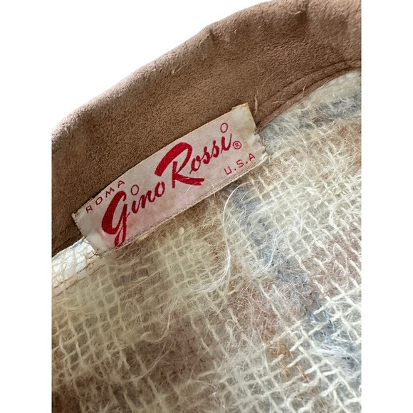 1960s Gino Rossi Mohair LIghtweight Plaid Long Cardigan Robe Jacket‎ Coat JS - Picture 10 of 12